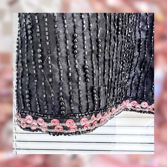 Vintage Cocktail Dress ⚡️ 1980s⚡️ Midi ⚡️ 100% Silk - 80s Beaded Dress - Picture 6 of 8